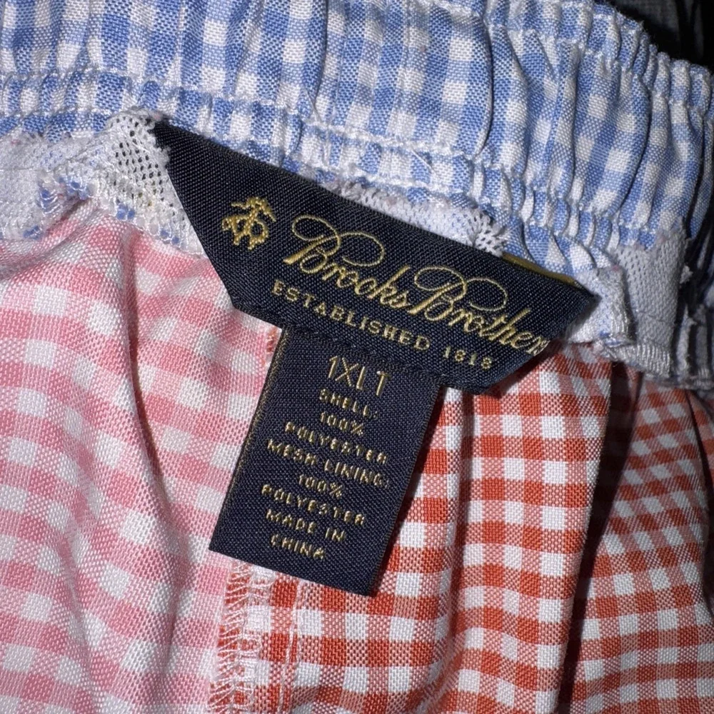 Brooks Brothers‎ Swim Trunks Board Shorts 1XL T Gingham Drawstring Pockets READ